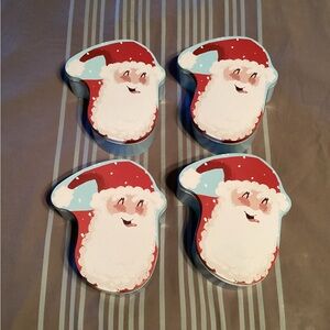Set of 4 Santa Claus Holiday Tin - Red, White and baby blue